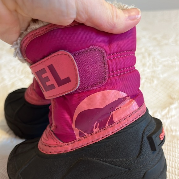 Sorel Snow Commander winter boots, toddler, pink/black, faux fur, little kids 5 - Picture 3 of 9